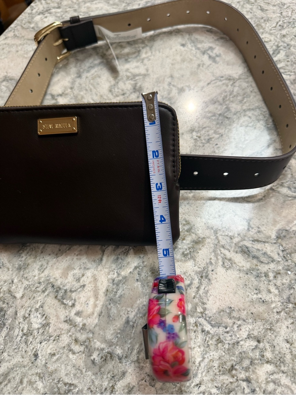 Steve Madden Brown belt bag/ cross body with Gold Plaque NWT - Picture 6 of 6